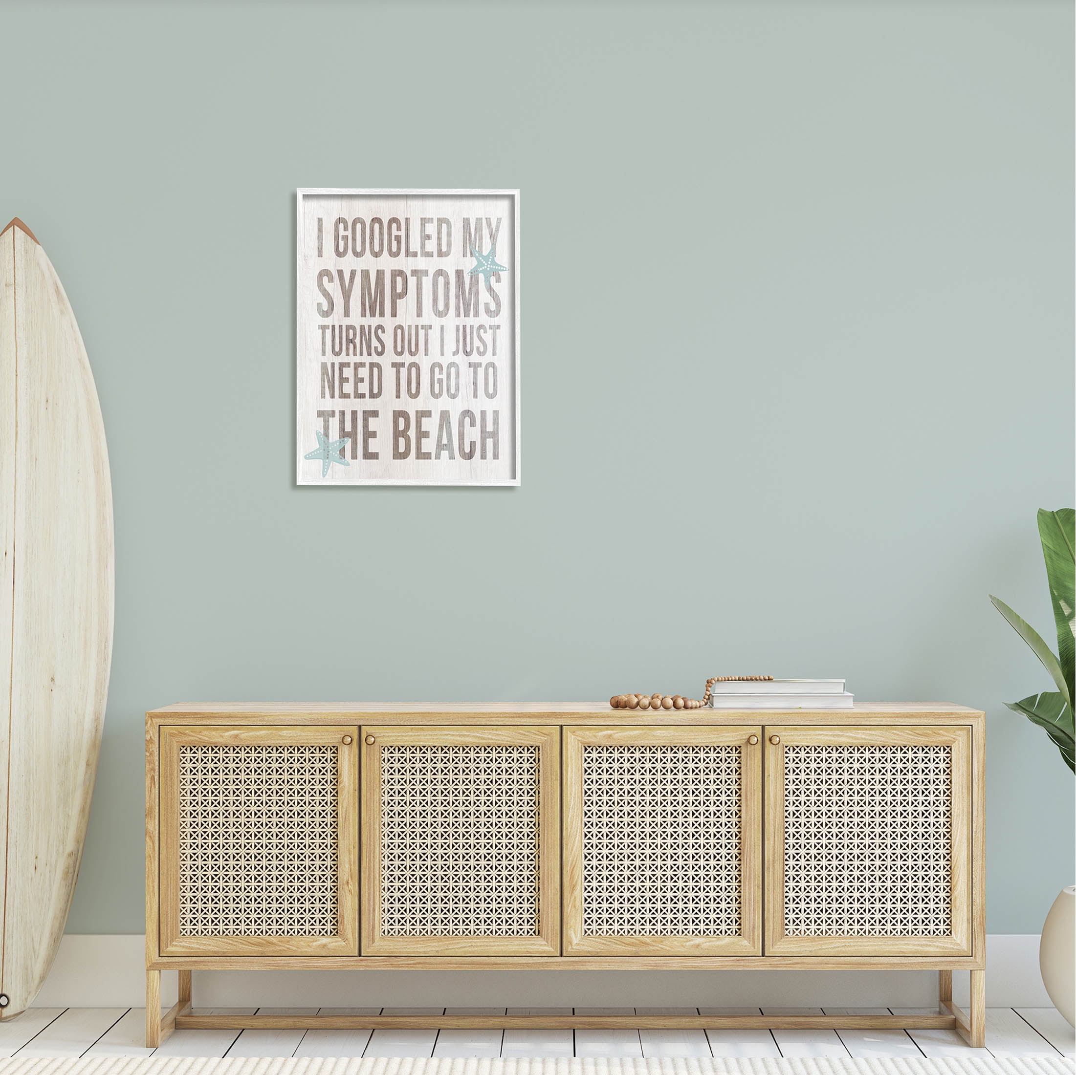 Stupell Industries Need to Go Beach Phrase Graphic Art White Framed Art Print Wall Art, Design by Lil' Rue