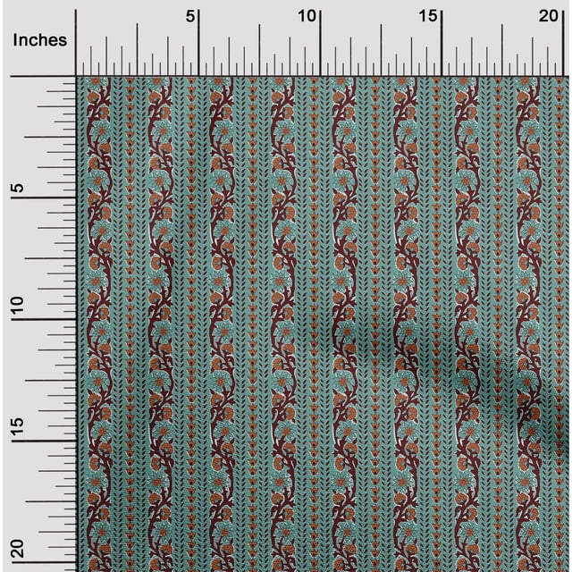 oneOone Polyester Lycra Fabric Leaves & Floral Block Print Fabric By Yard 56 Inch Wide