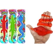 JA-RU Giant Sticky Lizards Stretchy Reptile Toys (3 Packs Assorted) | Fidget Toy, Party Favors, Easter Basket for Kids age 4 and up, Plus Sticker | W-430-3s