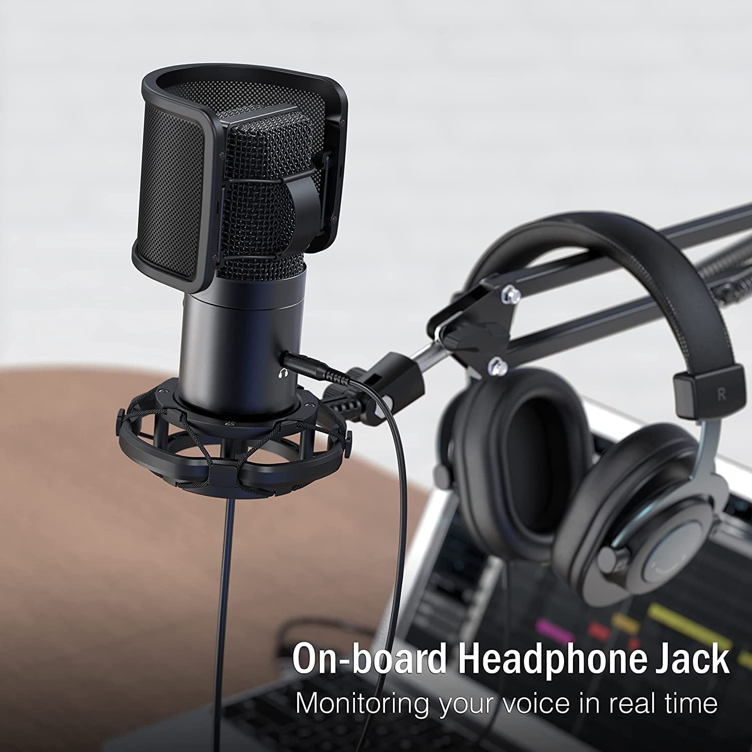 USB Gaming Streaming Microphone Kit with  Arm Stand, Condenser Mic for PC Podcast Recording Twitch Discord