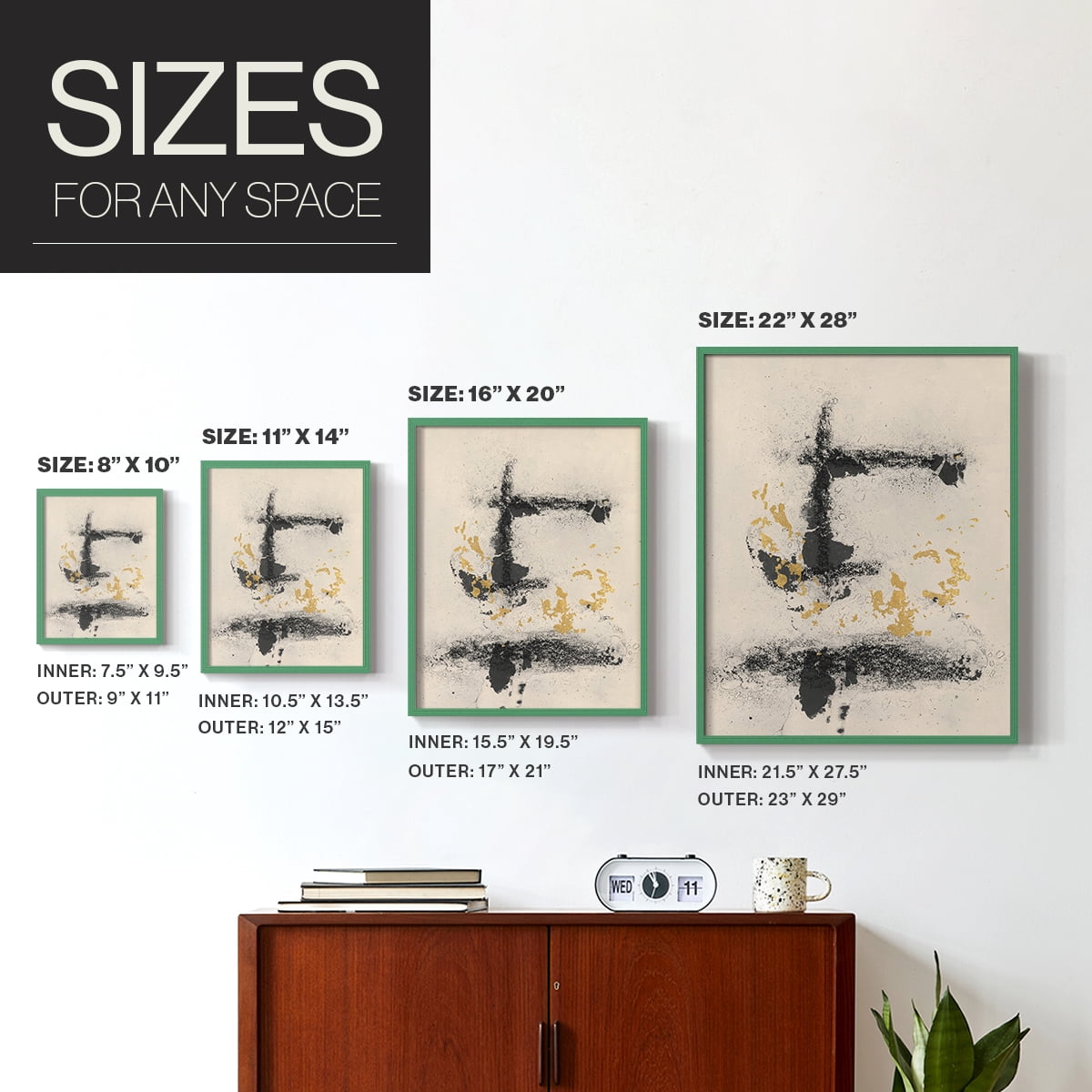 Charcoal Remnants II Framed Print in Green Solid Wood Framed Print No Nail Hanging