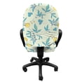 thumbnail image 3 of Floral Office Chair Slipcover, Hand Drawn Inspired Design of Forest Flowers Leaves Soft Tones, Protective Stretch Decorative Fabric Cover, Standard Size, Mint Green Blue and Mustard, by Ambesonne, 3 of 5