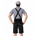 thumbnail image 4 of Lovskoo Oktoberfest Costume Men Three Piece Set Slim Long Sleeve Lapel Neck Shirt Overalls Hat Dance Platform Outfits Performance Suit Dress Up Party and Beer Festival Black, 4 of 9