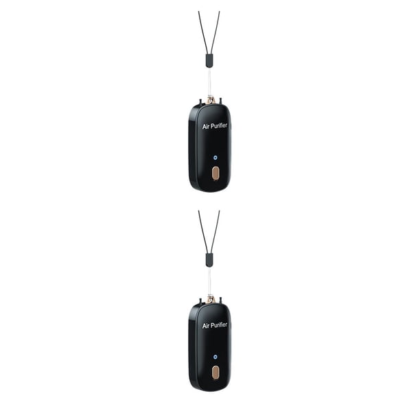 Injueey Ambientador recargable electrónico portátil usable generador de iones negativos eliminación al aire libre removedor de smog negro Negro 2Conjunto
