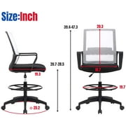 BestOffice Tall Drafting Office Chair, Lumbar Support, Adjustable Arms, Swivel Rolling for Adults(White)