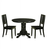 East West Furniture SHDU3-BLK-W Dinette Set with 2 Kitchen Table & 2 Chairs, Black - 3 Piece