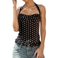 thumbnail image 1 of Gpoecd Camisoles à Col Rond pour Femmes Débardeur d'Été pour Femmes Mode Sans Manches à Col avec Détail à Nouer Camisole Décontractée de Plage Extensible Confortable pour Usage Quotidien Camisole pour Femmes Noir,G, 1 of 4