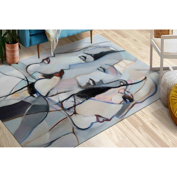 Woman Face Painting Rug, Abstract Rug, Modern Rugs, Kitchen Rug, Office Rug, Runner Rug, Woman Face Rug, Girl Room Rugs, Housewarming Gift, 2'x3' - 60x90 cm