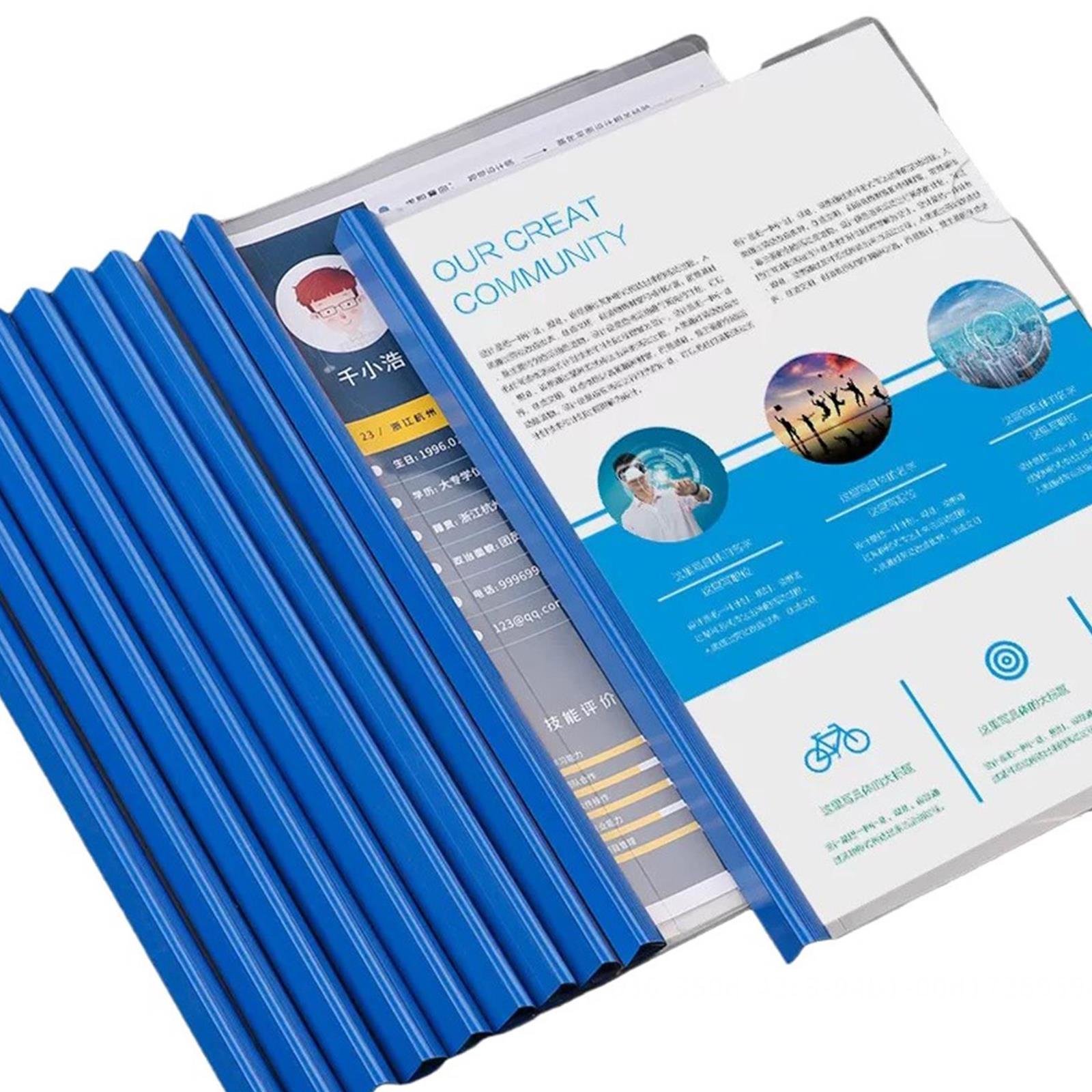 Folders 10 Pcs A4 Clear Report Cover with Clip Sliding Bar Report