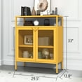 thumbnail image 6 of Double Door Metal Storage Cabinet Home Storage Cabinet with Power Outlet for Phone and Tablet Charging, Suitable for Home Entrance Hallway and Office Yellow Size： 33"H X 29.5"W X 13.8"D, 6 of 8