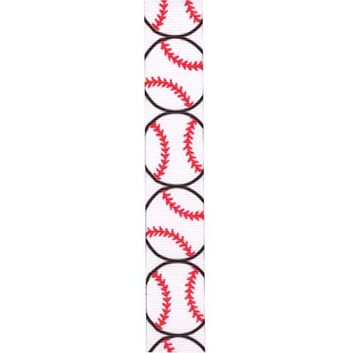 Offray Ribbon, Black White Red 7/8 inch Baseball Grosgrain Ribbon, 9 feet 