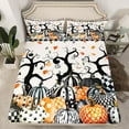 thumbnail image 2 of Castle Fairy Botanical Pumpkin 4-Piece Full Size Sheets,Geometric Plaid Bed Sheets,Polka Dots Lightweight Sheet Sets,Super Cozy Abstract Room Decor, 2 of 7