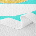 thumbnail image 5 of Erosebridal Gold Bow Letter C Twin Quilt Set, Cyan Stripes Twin Coverlet Set, 2-Piece, 5 of 7
