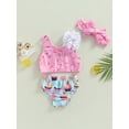 thumbnail image 2 of CIYCuIT Toddler Baby Girls 2Pcs Bikini Swimsuits Dot/Cake Print Sleeveless Off Shoulder Tank Tops + Shorts + Headband 6M-3T Infant Cute Summer Split Bathing Suit, 2 of 8