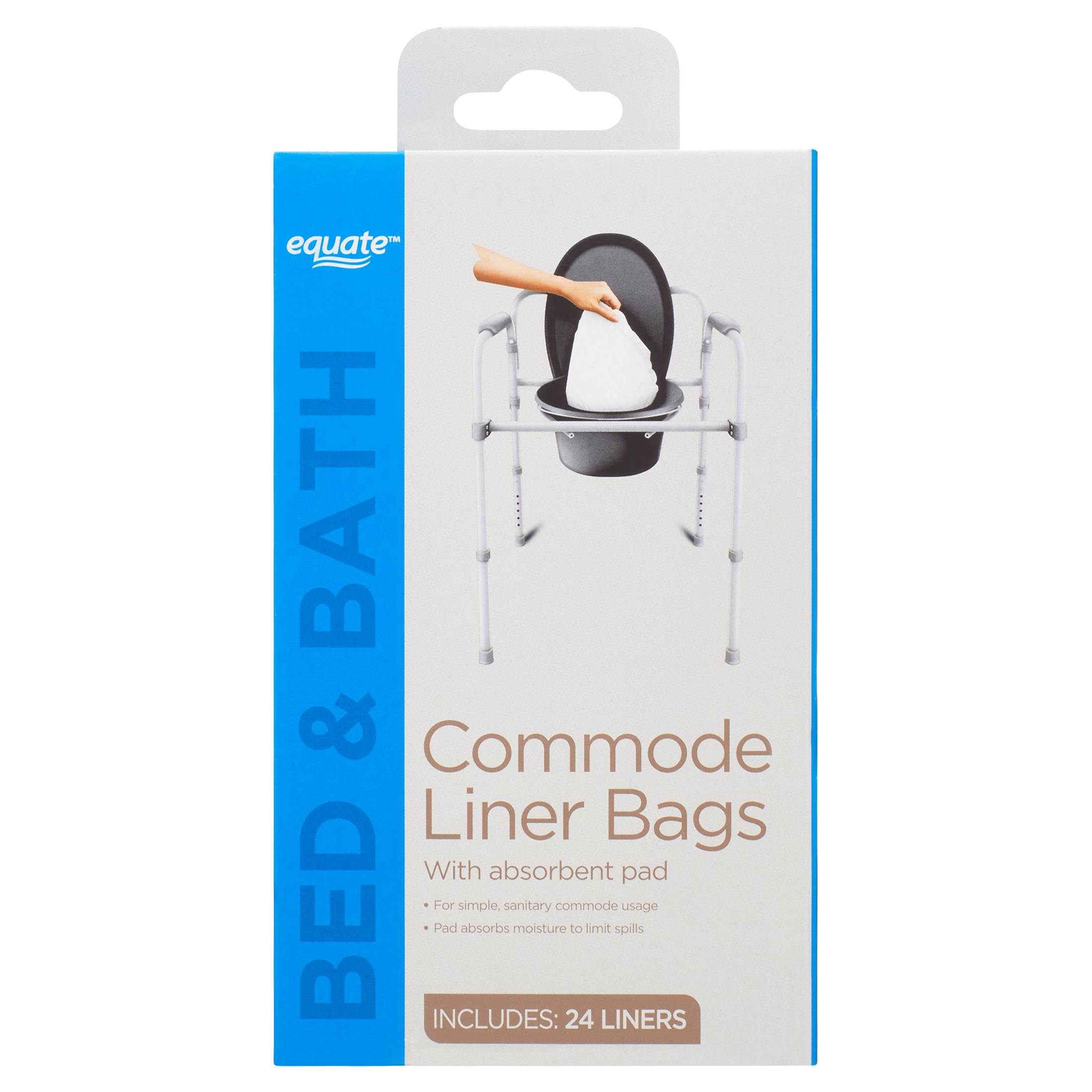 Equate Commode Liner Bags with Absorbent Pad, 24 Count
