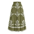 thumbnail image 5 of WTOBBY Beach Vacation Floral Maxi Skirt Women's Drawstring High Waisted Long Skirt Lightweight Summer Tiered Flowy Pleated Skirt with Elastic Waist for Boho Style,Army Green L, 5 of 5