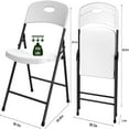 thumbnail image 2 of 4-Pack White Plastic Folding Chairs, Heavy-Duty Metal Frame & 350lb Capacity, for Indoor/Outdoor Use, 2 of 5