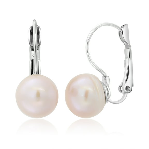 Gem Stone King 10MM Dyed-Lavender Color Simulated Shell Pearl Earrings With Lever Back