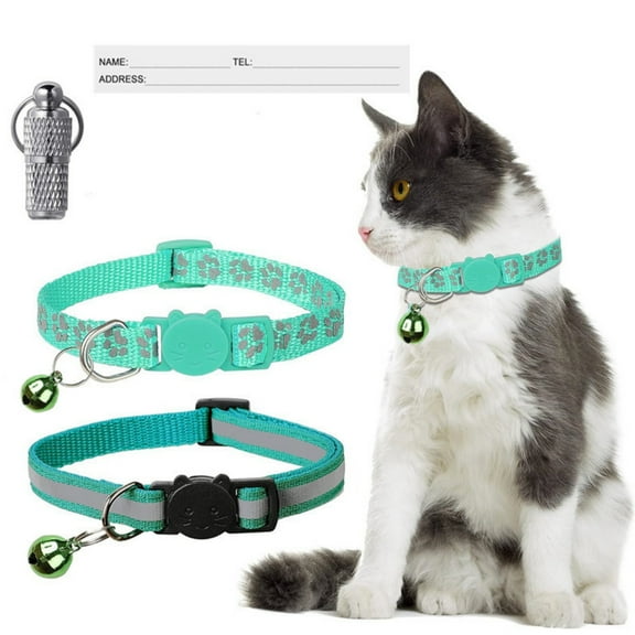 Newborn Brand 2 Packs Breakaway Cat Collar With Bell 7.5 inch~12.5 inch With 1 ID Tag (2 cat collars 1 ID Tag)