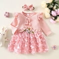 thumbnail image 2 of Mnyotv Baby Girl Clothes Toddlers Sleeveless Floral Tutu Dress with Long Sleeve Cardigan and Headband Fall Summer Outfit Size 3-6Months, 2 of 6