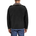thumbnail image 3 of Men’s Removable Sherpa Collar Classic Full Zipper Microsuede Trucker Jacket (Black, M), 3 of 4