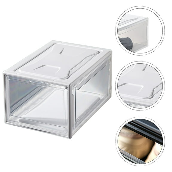 EXHUMKY Stackable Shoe Organizer Storage Box White Acrylic and PP Plastic for Home and Closet Use