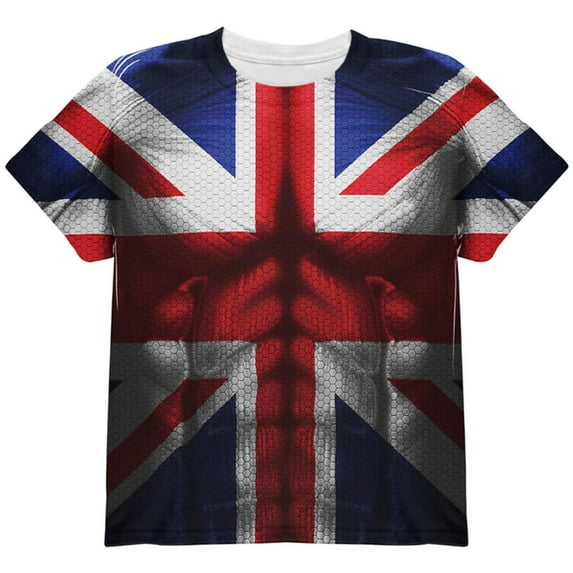 Halloween Union Jack British Flag Superhero Costume All Over Youth T Shirt Multi YLG