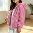 thumbnail image 4 of Mitankcoo Girls Zip‑Up Sherpa Hooded Jacket Soft Fuzzy Fleece Coat with Pockets Loose Warm Casual Outerwear for Fall Winter, 4 of 6