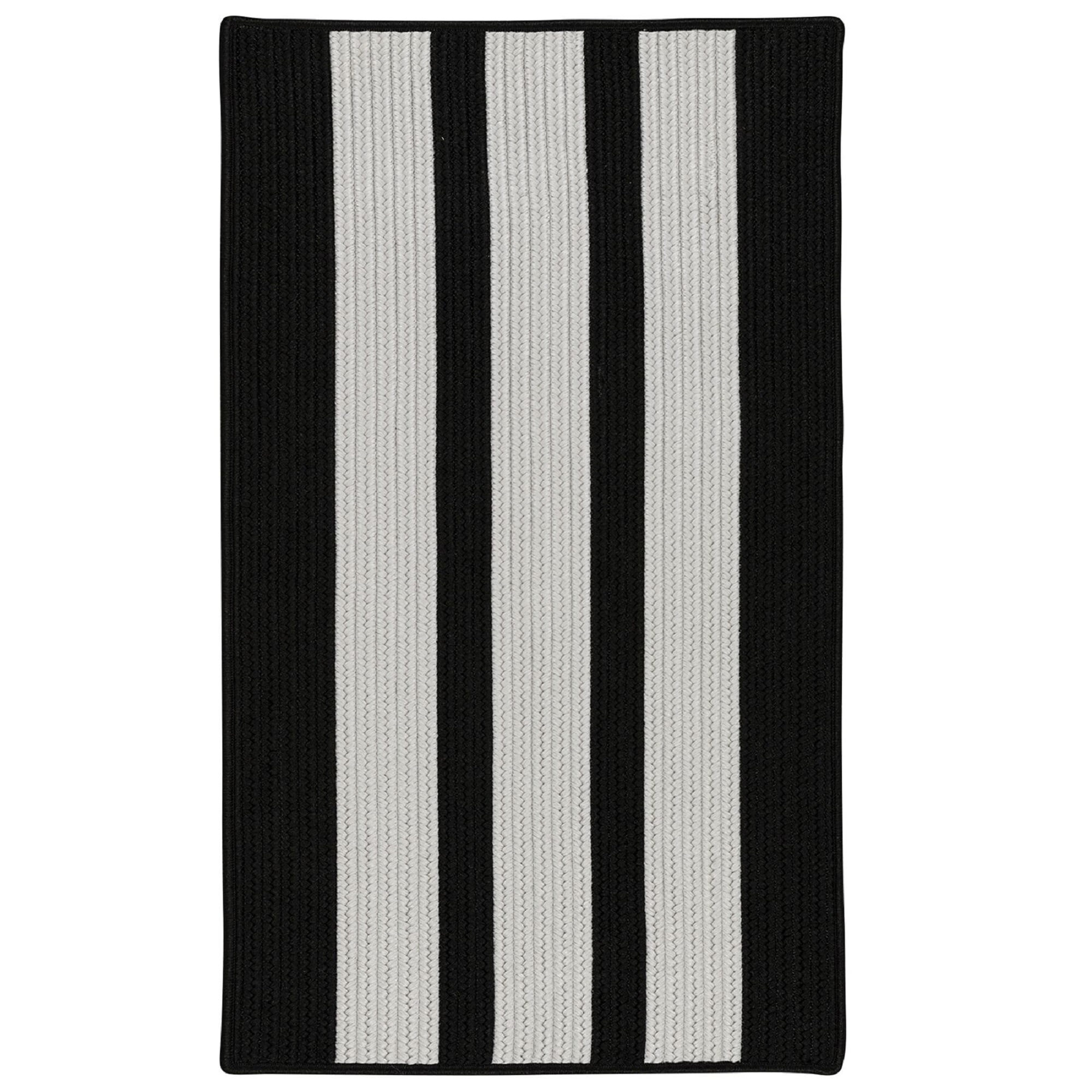 4' x 6' Black and White Rectangular Striped Braided Area Throw Rug