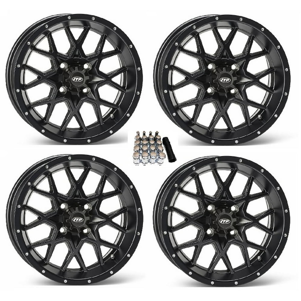 ITP 14" Hurricane Matte Black Golf Cart Wheels/Rims (2+5) EZGO & Club Car