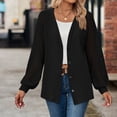 thumbnail image 5 of Womens Cardigan Eyelet See Through Long Sleeve Button down V Neck Cardigans for Women Loose Fitting Solid Outwear (X-Large, Black), 5 of 7
