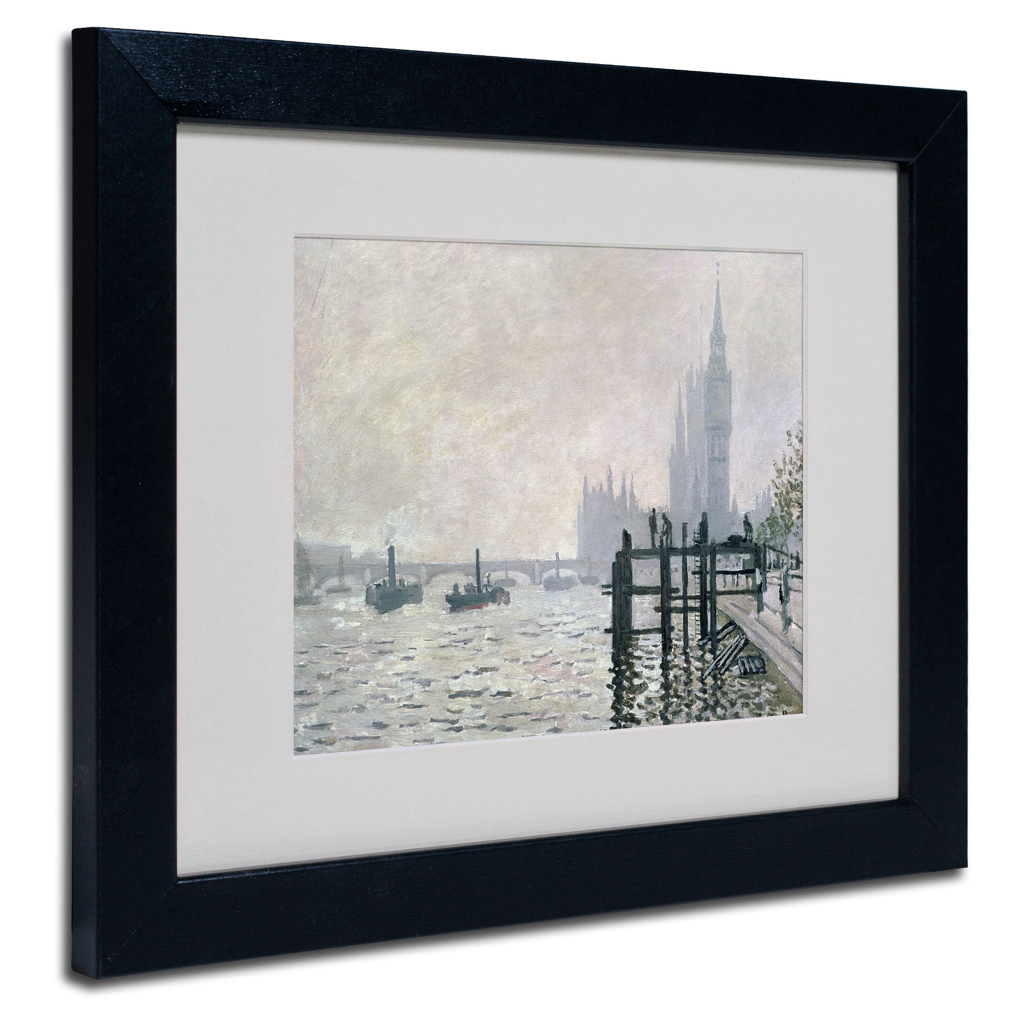 Trademark Fine Art "The Thames Below Westminster" Matted Framed Canvas Art by Claude Monet