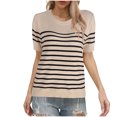 thumbnail image 2 of mfyjkho Tops Para Salir, Top Informal De Manga Corta A Rayas Con Cuello Redondo A La Moda Para Mujer Tops Para Hacer Ejercicio L, 2 of 4