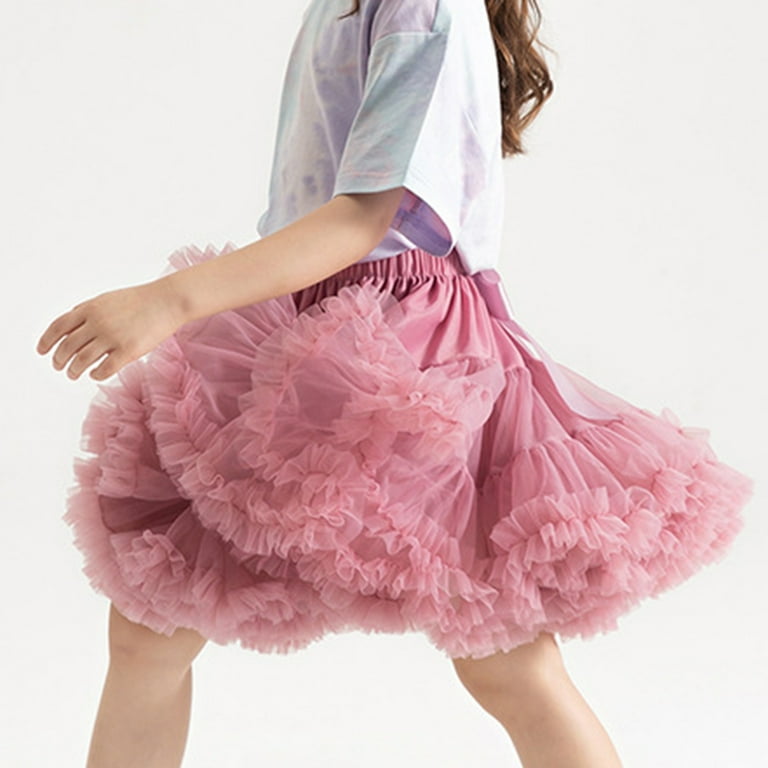 vokkrv Women's Teen Tutu Skirts for Women Adult Classic Elastic 4 Layered Tulle Tutu Skirt for Dress-up Parties Ballet Dancing Pink L, Size: Large