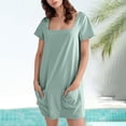 thumbnail image 2 of HXWCHs Robe Maxi Robe d'Été Décontractée pour Femmes Tenue Col Rond Couleur Unie Confortable Respirante Élégante avec Leggings Vert Clair P, 2 of 5