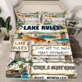 thumbnail image 2 of Erosebridal Fishing Fish Bed Sheets Set Queen Size, Rustic Hunting Bed Sheets Queen, Retro Lake House Decor 4pcs, 2 of 7
