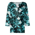 thumbnail image 3 of NAMTYQX Blouses for Women Dressy Casual Loose Fitting Casual Soft Comfort Button V Neck 3/4 Sleeve Plus Size Trendy Turquoise Size M, 3 of 5