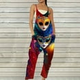 thumbnail image 2 of QATAINLAV Womens Cotton Adjustable Strap V Neck Jumpsuits Casual Loose Fit Wide Leg Rompers Fashion Mask Graphic Print Overalls Mardi Gras Outfits Multicolor XL, 2 of 6