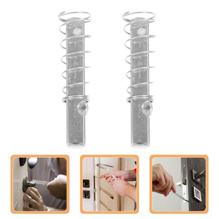 Niceauty 2Pcs Steel Spring Spindle Bars Silver Universal Security Door Lock Parts Installation