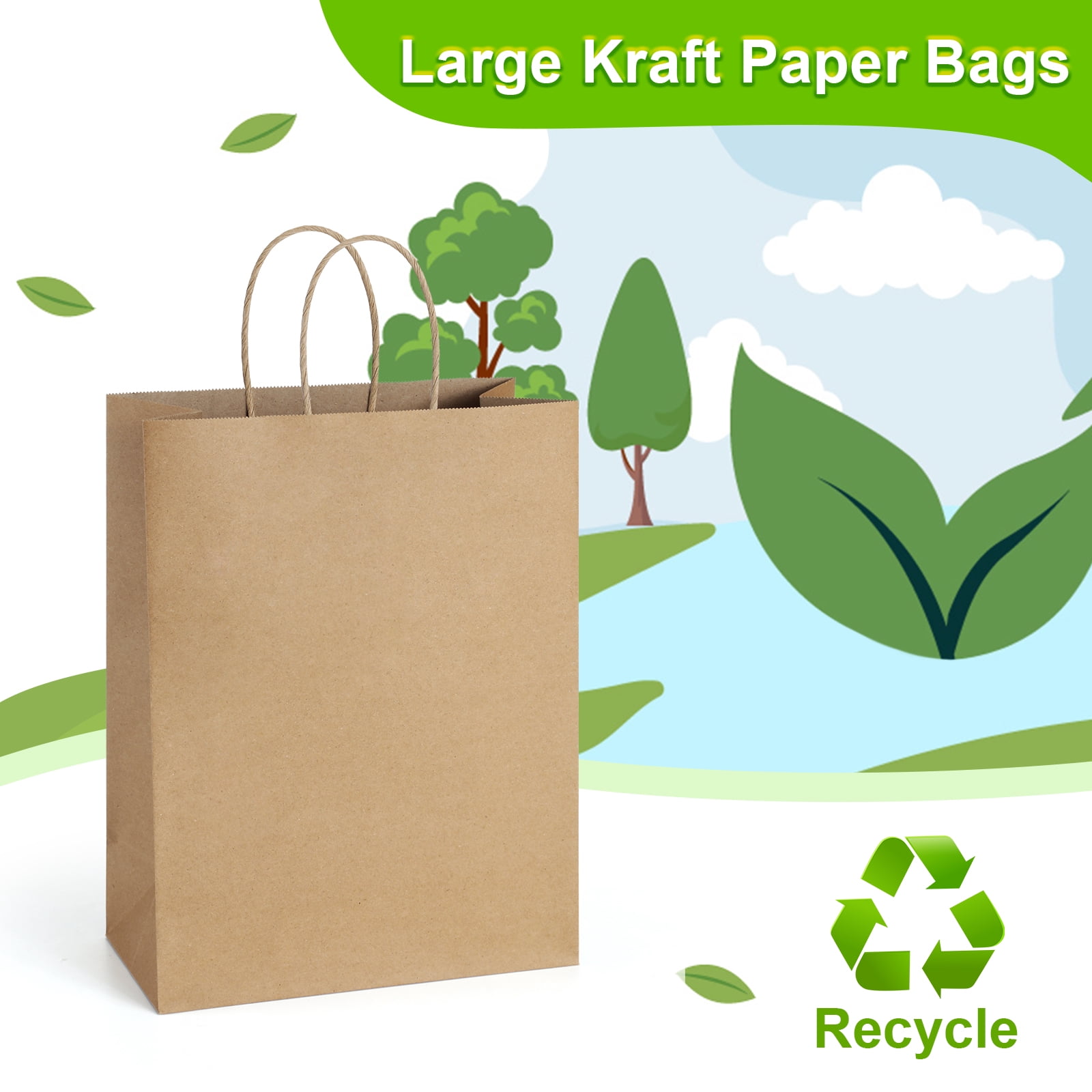 BagDream Recyclable Paper Bags 10x5x13 25Pcs Brown Kraft Paper Gift Bags, Shopping Bags, Merchandise Bags, Retail Bags, Party Bags, Gift Bags with Handles