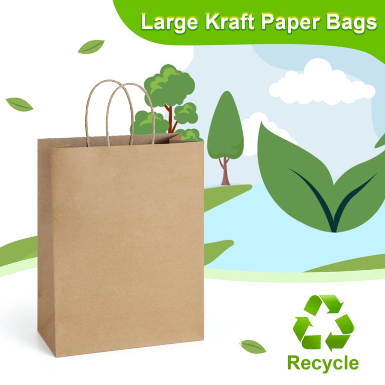 BagDream Brown Kraft Paper Gift Bags with Handles, 100 Pack photo 5