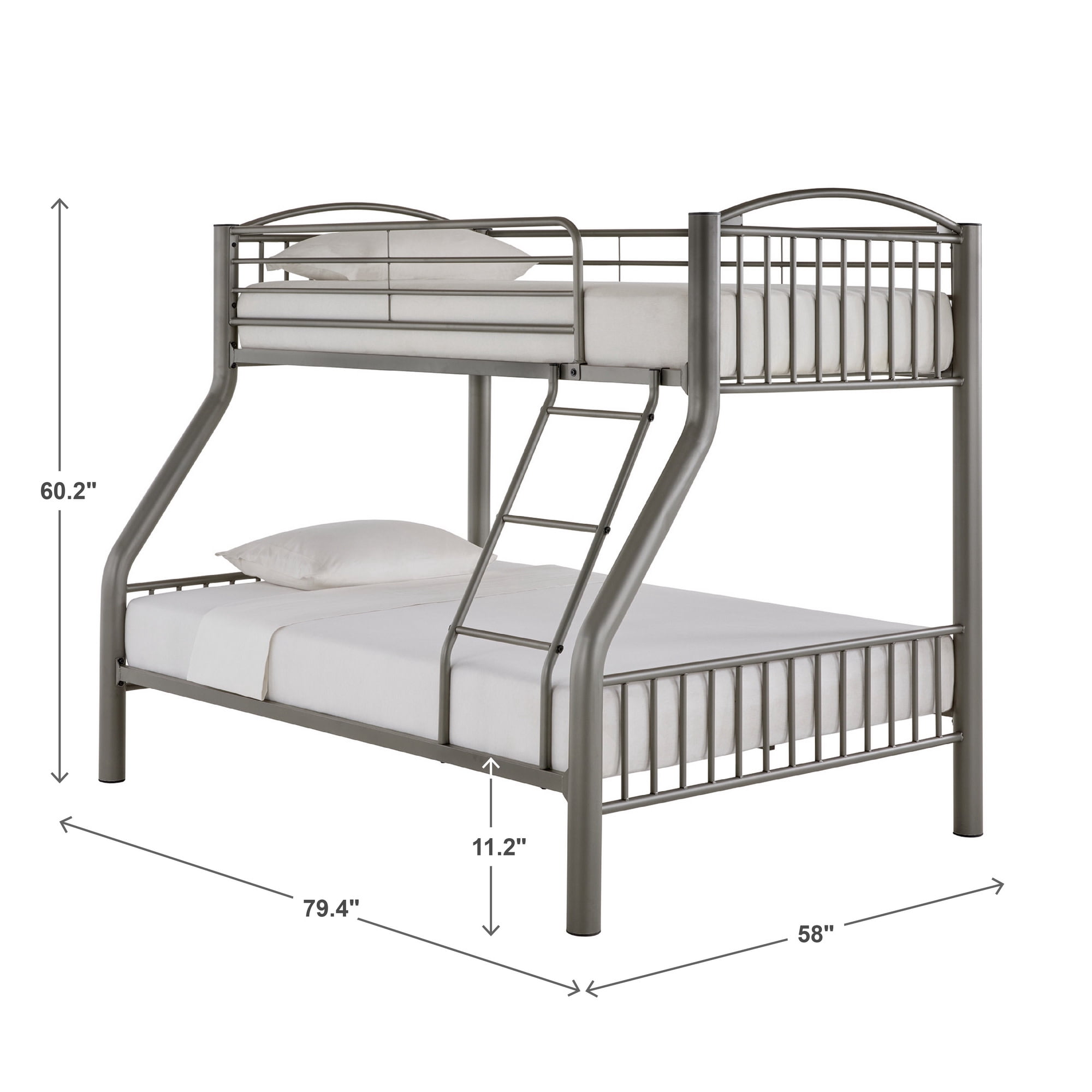Weston Home Visalia Kids Metal Twin over Full Bunk Bed, Gray