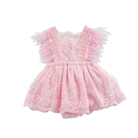 

Baby Girls Summer Romper Dress Sleeveless Lace Tassel Bodysuit Tutu Dress
