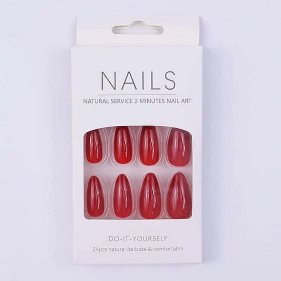 Red Press On Nails Almond French Tip Fake Nails Natural Fit Lightweight for Nail Art Gifts 24 Count