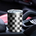 thumbnail image 4 of 30oz Black and White Checkered Pattern Tumblers Stainless Steel Tumbler with Lid and Straw,Vacuum Insulated Double Wall Travel Tumbler Cups Mug with Cleaning Brush for Coffee,Tea, 4 of 7
