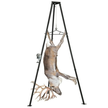 Gymax Tripod Game Hoist Deer Hanger w/ Adjustable Gambrel & Manual Lifting Winch