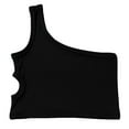 thumbnail image 3 of Tiijoy Toddler Girls One Shoulder Tank Top Solid Sleeveless Crop Top Gymnastics Dancewear, 3 of 7