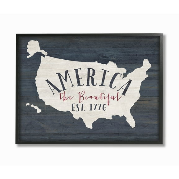 The Stupell Home Decor Collection America The Beautiful Est 1776 Oversized Framed Giclee Texturized Art, 16 x 1.5 x 20