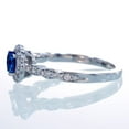 thumbnail image 3 of 1.5 Carat Round Cut Sapphire and Diamond Flower Vintage Designer Engagement Ring on 10k White Gold, 3 of 4