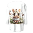 thumbnail image 4 of CAIXIA Womens Easter Shirts 3/4 Length Sleeve Rabbit Graphic Tees Crew Holiday Shirts for Women Easter Gifts Women's Tops, 4 of 4